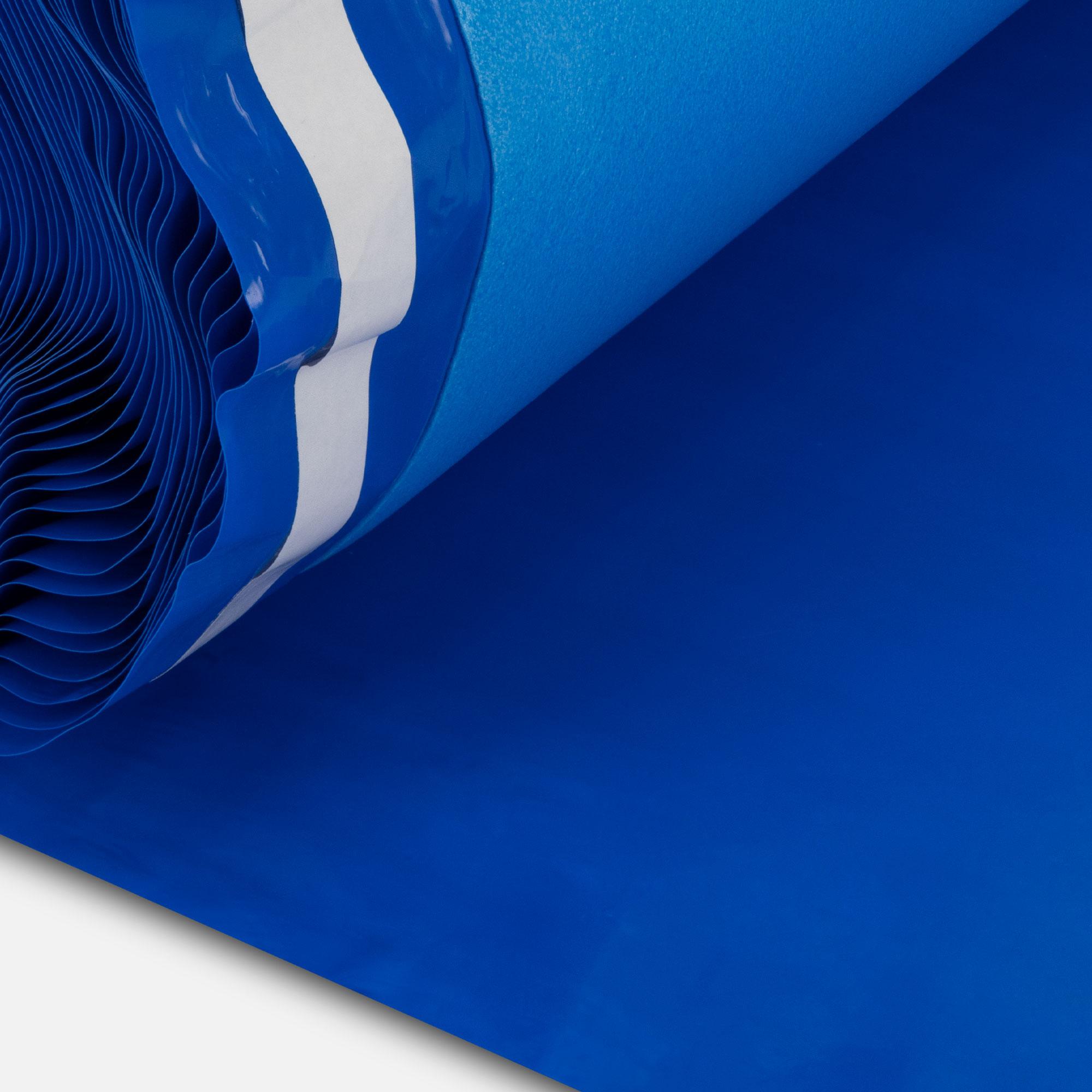 BW-Schwerschaum 2 mm mit Folie kaschiert, Überstand u. Klebestreifen 2/200 blau  AUS 14577